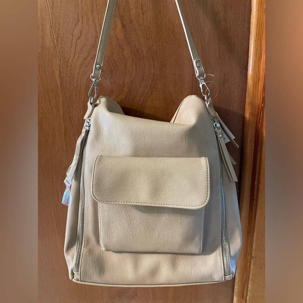 Cream Backpack purse